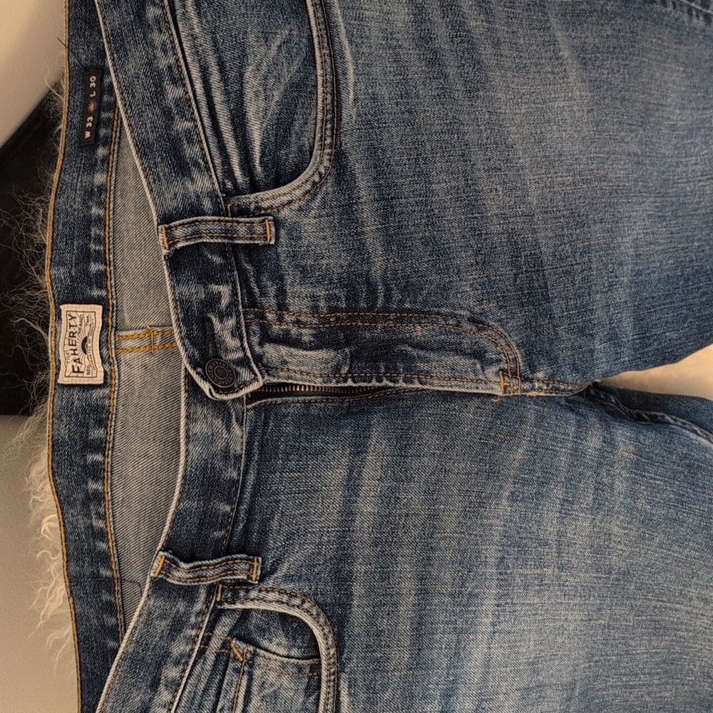 Faherty Organic Cotton Slim Straight Denim (30" Inseam) - East Lake Wash 33waist